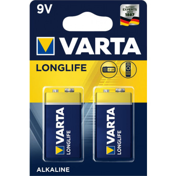 Батарейка VARTA LONGLIFE 6LR61 BLI 2 ALKALINE (04122101412)