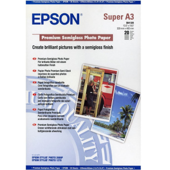 Фотопапір Epson Premium Semigloss Photo Paper ПолуГлянцеая  А3+, 250Г/м кв, 20л (C13S041328)