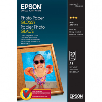 Фотобумага Epson Glossy Photo Paper 200 г/м кв, A3, 20 л. (C13S042536)