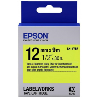 Картридж зі стрічкою Epson LK4YBF принтерів LW-300/400/400VP/700 Fluorescent Black/Yellow 12mm/9m (C53S654010)