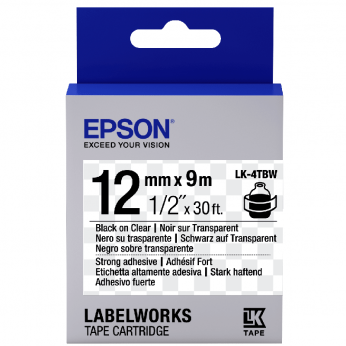 Картридж зі стрічкою Epson LK4TBW принтерів LW-300/400/400VP/700 Strng adh Blk/Clear 12mm/9m (C53S654015)