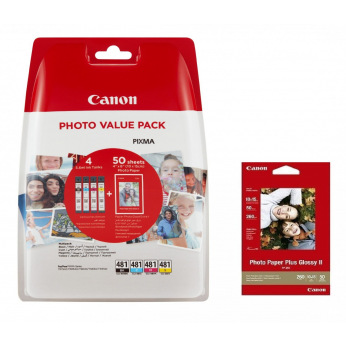 Canon CLI-481 C/M/Y/B Набор Картриджей (2101C004) + фотобумага GP-201 50 листов MultiPack
