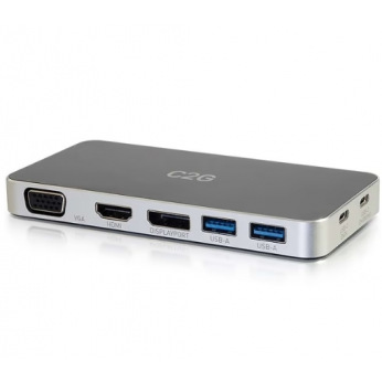 Док станция C2G USB-C на HDMI, DP, VGA, USB,  Power Delivery до 60W (CG88845)