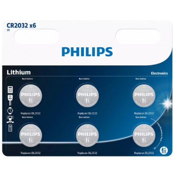 Батарейка Philips литиевая CR2032 блистер, 6 шт (CR2032P6/01B)