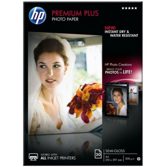 Фотобумага HP Premium Plus Semi-gloss Photo Paper 300 г/м кв, A4, 20л (CR673A)
