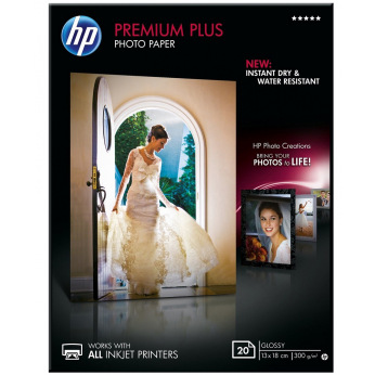 Фотобумага HP Premium Plus Glossy Photo Paper 300 г/м кв, 13 x 18cм, 20л (CR676A)