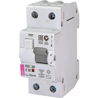 Диференційний автоматичний вимикач ETI, KZS-2M C 32/0,03 тип AC (10kA) (2173127)