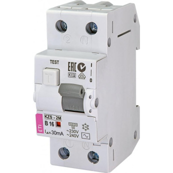 Дифференційний автоматичний вимикач ETI KZS-2M B 16/0,03 тип AC (10kA) (2173104)