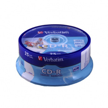 Диск Verbatim CD-R 700 MB/80 min 52x Cake Box 25шт (43439) Printable