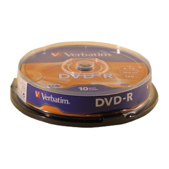 Диск Verbatim DVD-R 4.7 GB/120 min 16x Cake Box 10шт (43523)