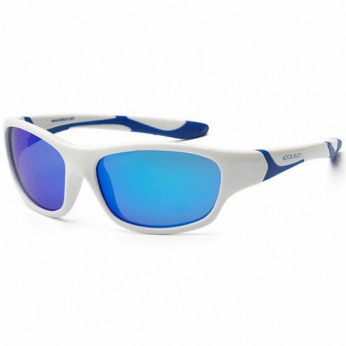 Дитячі сонцезахисні окуляри Koolsun біло-блакитні серії Sport (Розмір: 6+) (KS-SPWHSH006)