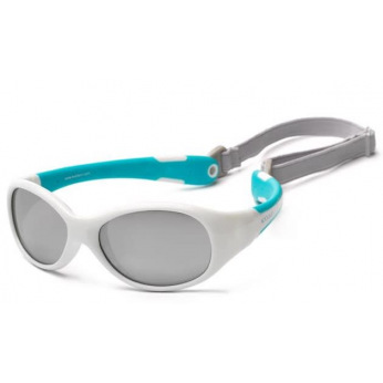 Детские солнцезащитные очки Koolsun  бело-бирюзовые серии Flex (Розмір: 0+) (KS-FLWA000)