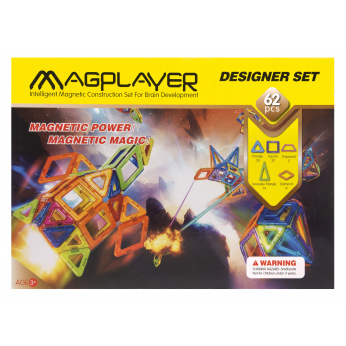 Конструктор Magplayer магнитный набор 62 эл. MPB-62 (MPB-62)