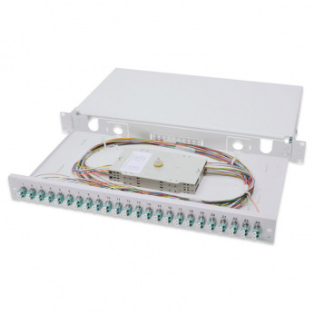 Оптична панель DIGITUS 19’ 1U, 24xLC duplex, incl, Splice Cass, OM3 Color Pigtails, Adapter (DN-96332/3)