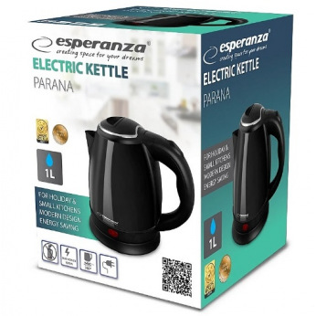 Електрочайник з нержавіючої сталі 1L, Black, 1350W , обмінна гарантія EKK128K Kettle Parana 1.0 L (EKK128K)