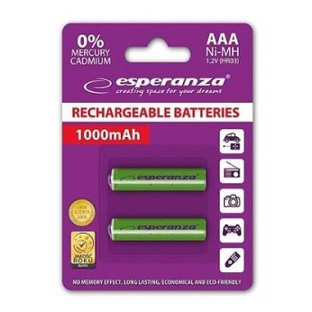 Акумулятор Esperanza Ni-MH AAA 1000 mAh, 2шт, зеленый EZA101G (EZA101G)