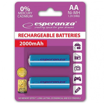 Акумулятор Esperanza Ni-MH AA 2000 mAh, 2шт, голубой EZA103B (EZA103B)