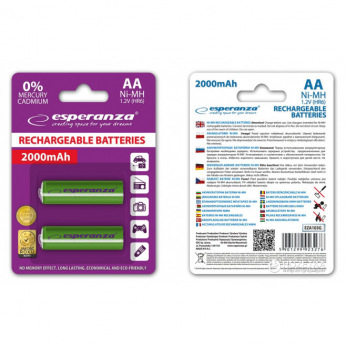 Акумулятор Esperanza  Ni-MH AA 2000 mAh, 2шт, зелений EZA103G (EZA103G)