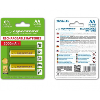 Акумулятор Esperanza Ni-MH AA 2000 mAh, 2шт, желтый EZA103Y (EZA103Y)