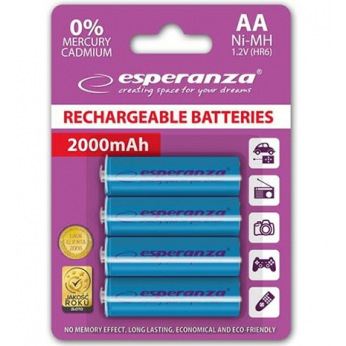 Акумулятор Esperanza Ni-MH AA 2000 mAh, 4шт, голубой EZA104B (EZA104B)