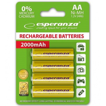 Акумулятор Esperanza Ni-MH AA 2000 mAh, 4шт, желтый EZA104Y (EZA104Y)