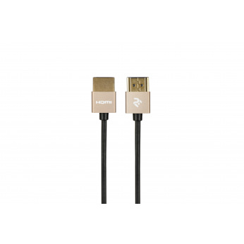 Кабель 2Е HDMI 2.0 (AM/AM), Gen2 Ultra Slim cable, gold/black, 1m (2E-W9668G-1M)