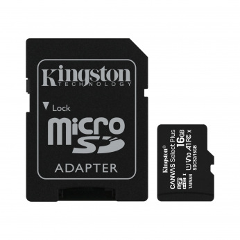 Карта пам’яті ingston 16GB microSDHC C10 UHS-I R100MB/s Canvas Select Plus + SD (SDCS2/16GB)