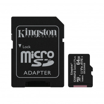 Карта памяти Kingston 64GB microSDXC C10 UHS-I R100MB/s + SD (SDCS2/64GB)