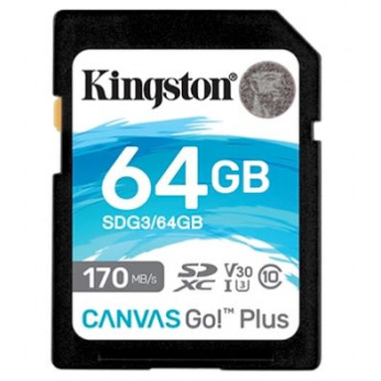 Карта памяти Kingston 64GB SDXC C10 UHS-I U3 R170/W70MB/s (SDG3/64GB)