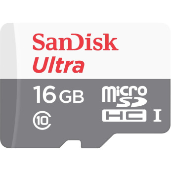 Карта памяти SanDisk 16GB microSDHC C10 UHS-I R80MB/s Ultra + SD (SDSQUNS-016G-GN3MA)
