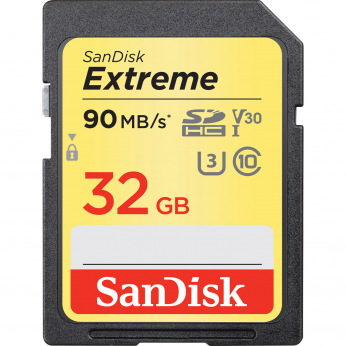 Карта пам'ятi SanDisk 32GB SDHC V30 UHS-I U3 R90/W40MB/s Extreme (SDSDXVE-032G-GNCIN)