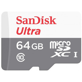Карта памяти SanDisk 64GB microSDXC C10 UHS-I R80MB/s Ultra (SDSQUNS-064G-GN3MN)