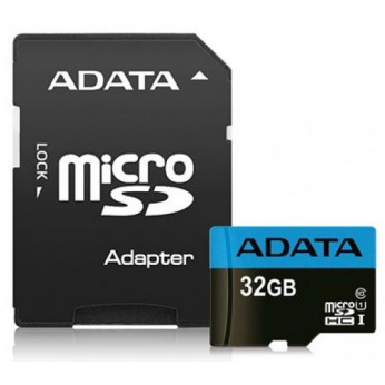 Карта памяти ADATA 32GB microSDHC C10 UHS-I + SD (AUSDH32GUICL10-RA1)