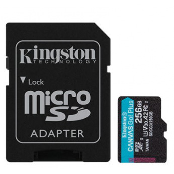 Карта памяти Kingston  256GB microSDXC C10 UHS-I U3 A2 R170/W90MB/s + SD адаптер (SDCG3/256GB)