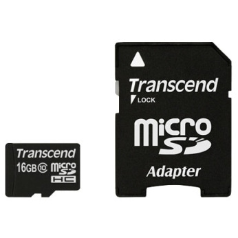 Карта памяти Transcend 16GB MicroSDHC C10 UHS-I R30MB/s + SD адаптер (TS16GUSDHC10)