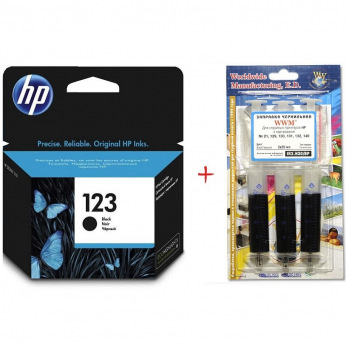 Картридж HP 123 Black + Заправочный набор H30/BP (Set123B-inkHP)