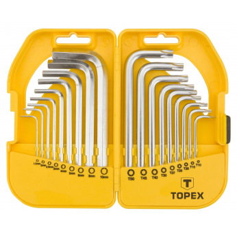 Ключi Topex шестиграннi HEX i Torx, набiр 18 шт.*1 уп. (35D952)