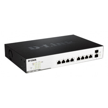 Коммутатор D-Link DGS-1100-10MP 8x1GE w/PoE 2xSFP/1G, PoE 130Вт, EasySmart (DGS-1100-10MP)