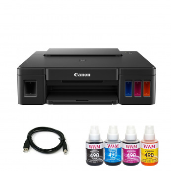 Комплект Принтер Canon Pixma G1411 (без чорнил) + USB кабель + Чорнила WWM по 140г