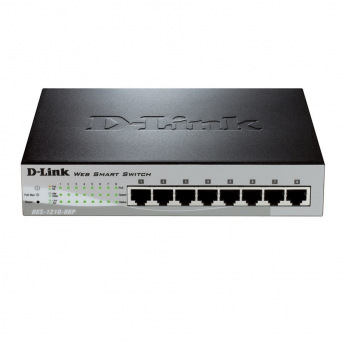 Коммутатор D-Link DES-1210-08P 8port 10/100 PoE, WebSmart (DES-1210-08P)