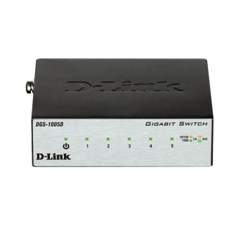 Комутатор D-Link DGS-1005D 5xGE, Desktop метал, Некерований (DGS-1005D)