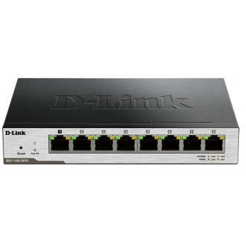 Коммутатор D-Link DGS-1100-08PD 8x1GE, Питание от PoE, EasySmart (DGS-1100-08PD)