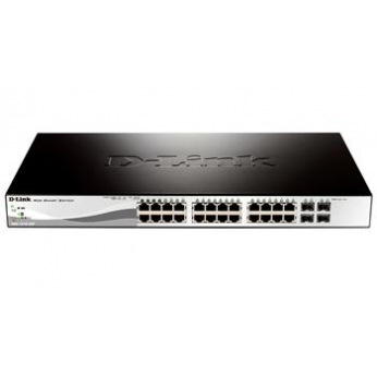 Коммутатор D-Link DGS-1210-28P 24port 1GE PoE, 4x1GE/SFP, PoE-бюджет 193W,  WebSmart (DGS-1210-28P)