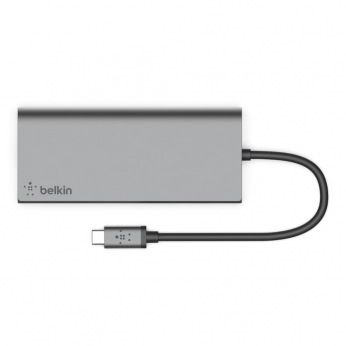 Концентратор Belkin Travel Hub USB-C PD, USB-C, 2/USB 3.0, HDMI, Gigabit, space gray (F4U092BTSGY)