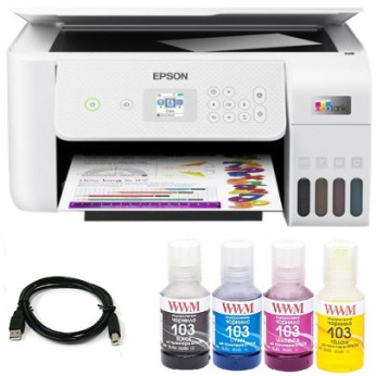 Комплект МФУ Epson Eco Tank L3266 (без чернил) + USB кабель + Чернила WWM