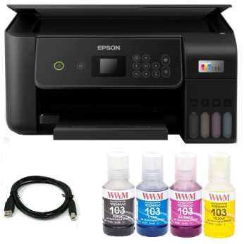 Комплект МФУ Epson Eco Tank L3260 (без чернил) + USB кабель + Чернила WWM