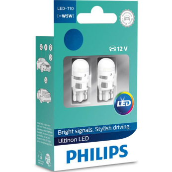 Лампа світлодіодна Philips W5W Ultinon 4000K 12V, 2шт/блістер (11961ULW4X2)
