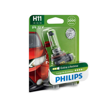Лампа галогенная Philips H11 LongLife EcoVision, 1шт/блистер (12362LLECOB1)