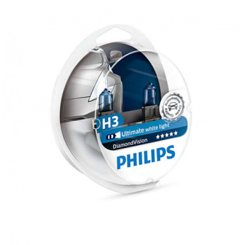 Лампа галогенная Philips H3 Diamond Vision 5000K, 2шт/блистер (12336DVS2)