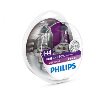 Лампа галогенна Philips H4 VisionPlus, 2шт/блістер (12342VPS2)